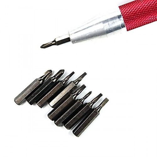 9-dílná sada magnetických šroubováků - červená