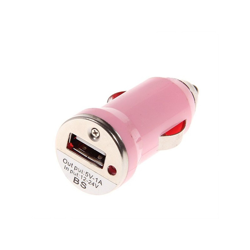 USB napájací adaptér autonabíjačka (ružová)