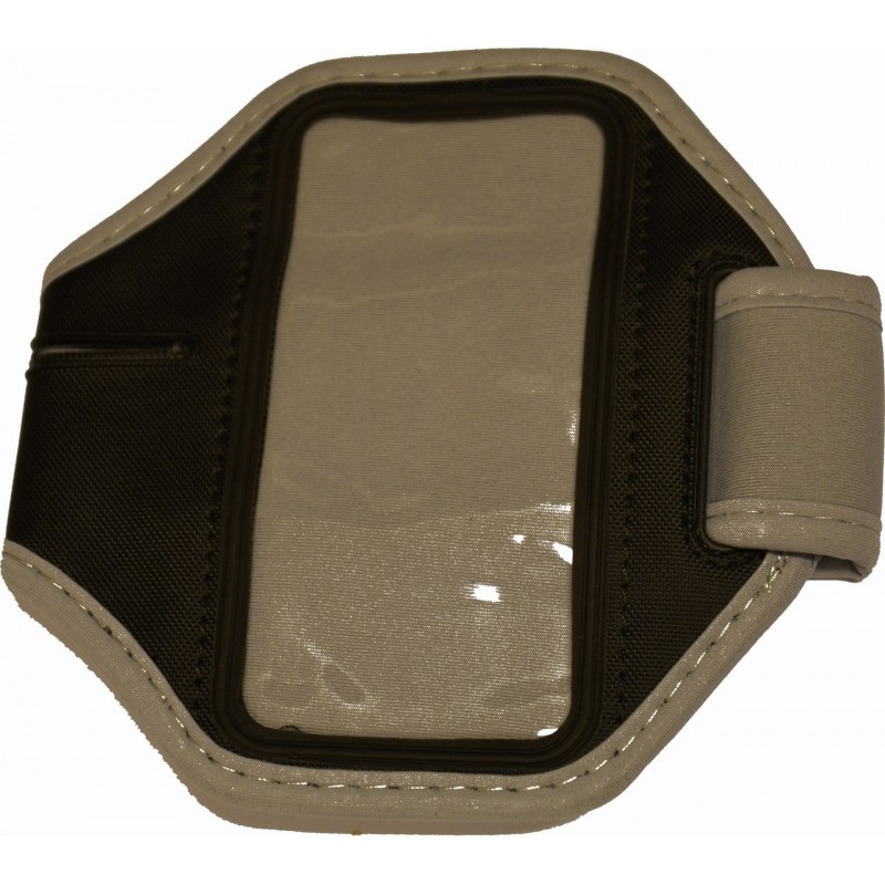 Šedé športové púzdro na ruku pre iPhone 5 / iPhone 4 4S s dierou na slúchadlá