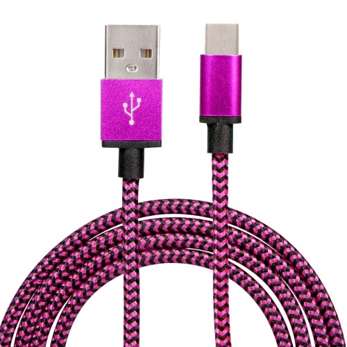 Růžovo černý kabel USB 2.0 - USB-C 3.1 1m