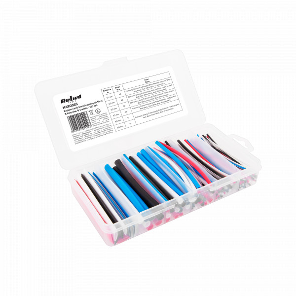 170 ks sada zmršťovacích bužírok 10cm - 5 farieb, 6 priemerov