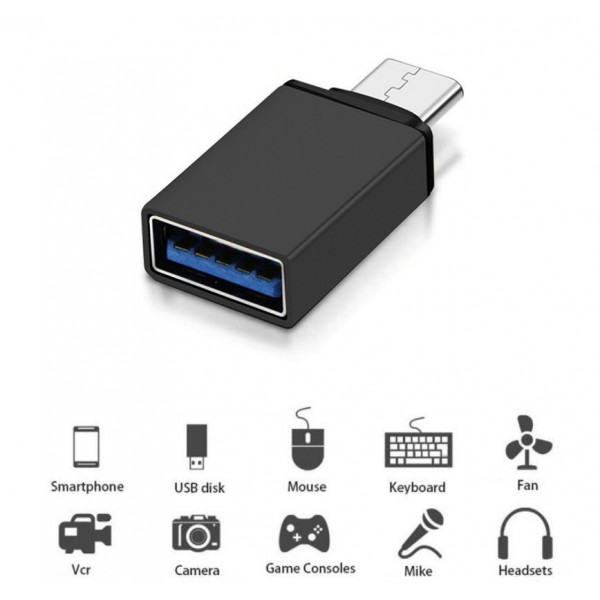 Adaptér OTG USB A na USB C Maclean Energy MCE470 čierny